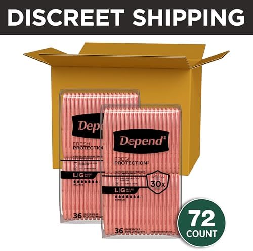 Depend Fresh Protection Adult Diapers for Women, Large, 72 Count