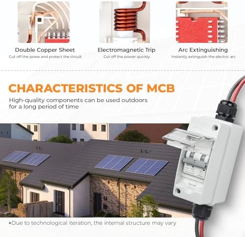 Solar Panel Disconnect Switch 1000V 60A PV Disconnect Switch Outdoor Miniature Circuit Breaker IP65 for Solar PV Homes Battery (1000V 60 Amp)
