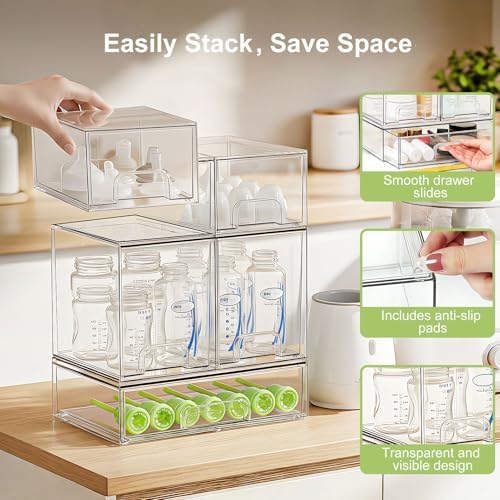 Bottle Storage Organizer Baby: Acrylic Stackable Storage Drawers