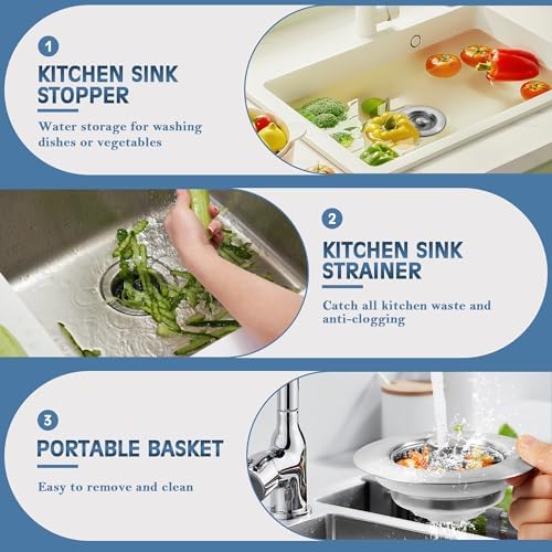 TGOSOMT Kitchen Sink Drain Strainer Stopper, Anti-Clog & Quick Drain