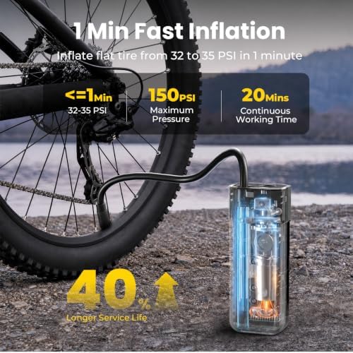 HYVOHEX Mini Bike Tire Pump,150PSI Electric Bicycle Pump with Digital Gauge