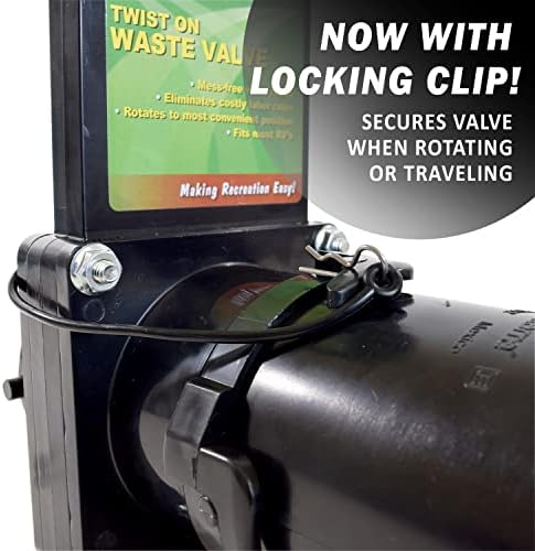 Valterra T58 Twist-On Waste Valve, Mess-Free Waste Valve for RV's, Campers, Trailers