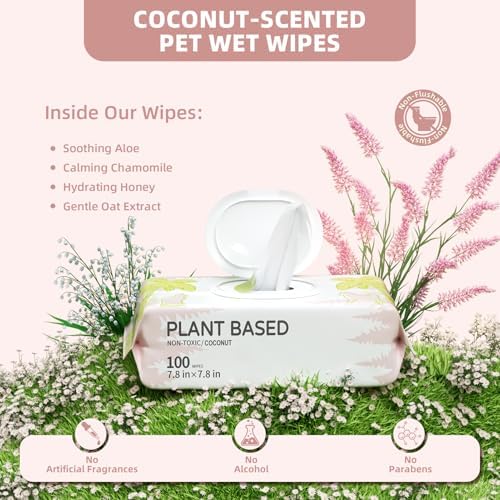 IMMHABI 400 Count Hypoallergenic Dog Wipes, Coconut Plant-Based Pet Wipes