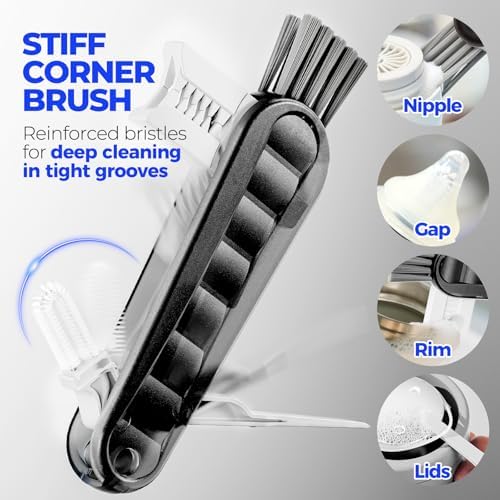 Holikme 6 Pack Bottle Brush 14" Stainless Steel Straw Cleaner Brush,Black