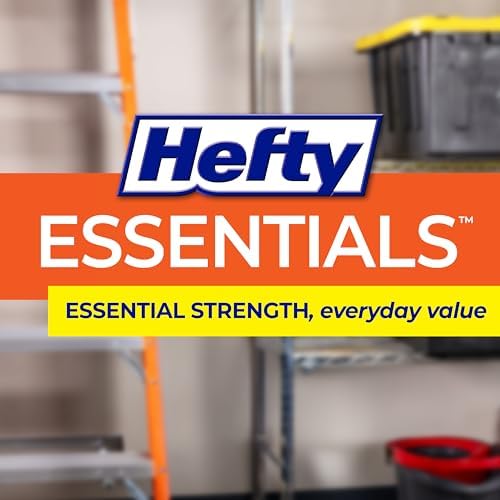 Hefty Essentials 30 Gallon Trash Bags, Black, Unscented, 56ct