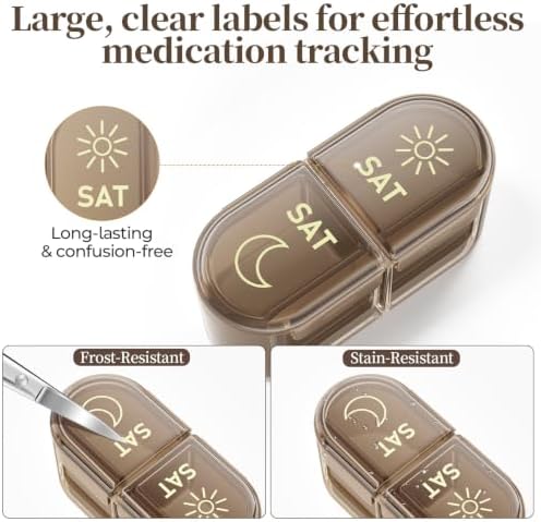 Betife AM PM Pill Organizer 7 Day, Weekly Pill Organizer Box 2 Times a Day