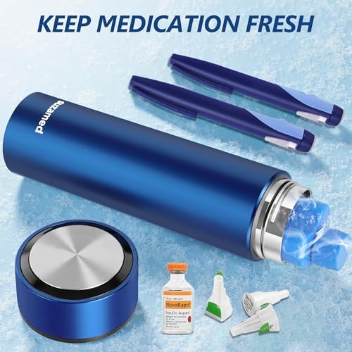 suzamed Vacuum Insulin Cooler Travel Case, Ice Pack TSA Approved, Blue