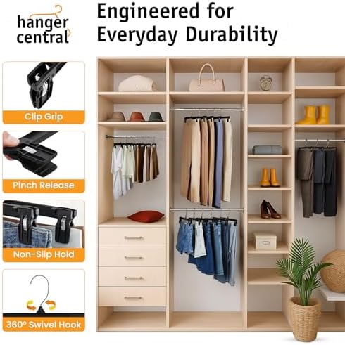 12 inch 30 Pack Pants Hangers Slim Plastic Black