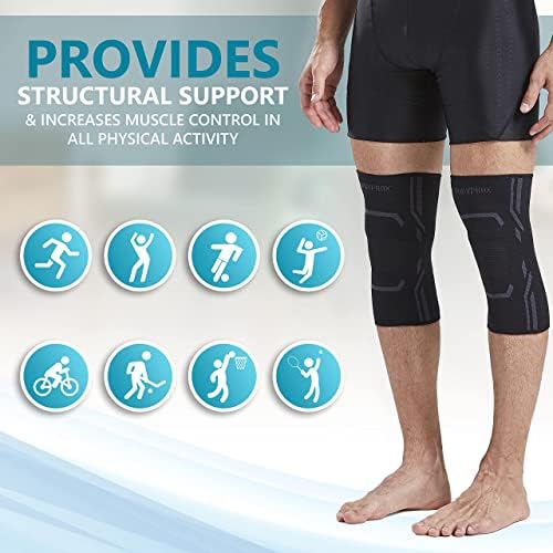 Bodyprox Knee Compression Sleeve for Men and Women (2 Pack), Knee Support Brace for Running and Work out (Medium)