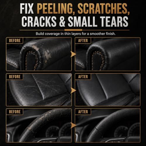 ARCSSAI Black Leather & Vinyl Repair Kit for Car Seats and Furniture