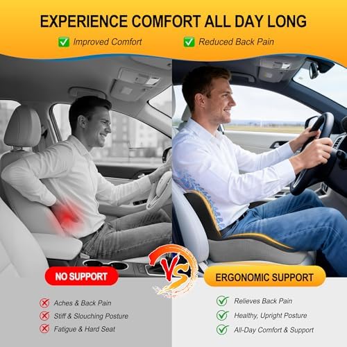 Allaboutsla Car Seat Cushion with Lumbar Support Pillow, Car Back Support