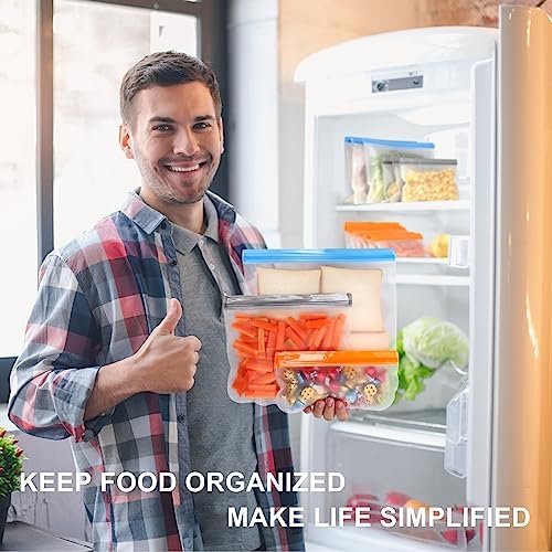 Lerine 10 Pack Reusable Freezer Bags Dishwasher Safe, Food Storage Bags