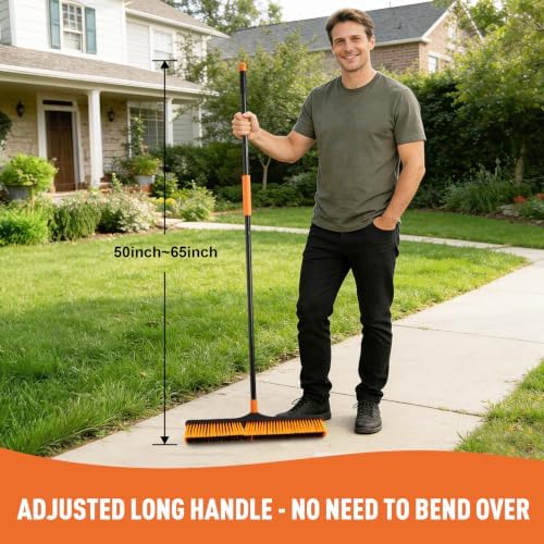 CLEANHOME 24" Push Broom Brush Outdoor for Shop, Deck, Garage, Concrete