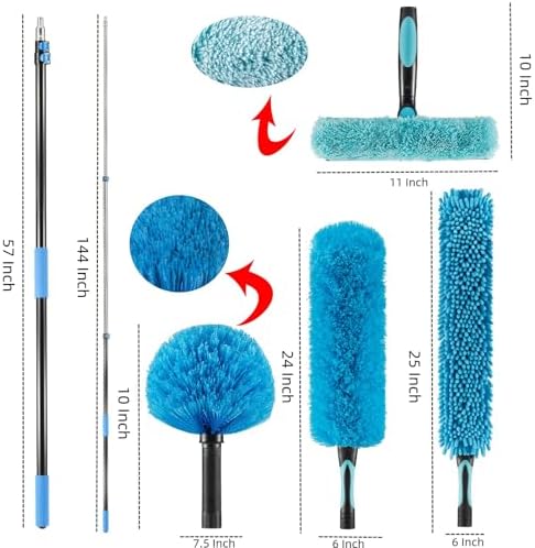 20 Foot High Ceiling Fan, Cobweb Duster with 5-12ft Extension Pole