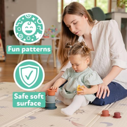 Nuby Reversible Baby Floor Mat, Stars and Sky