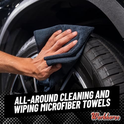 Chemical Guys, Workhorse Plush Microfiber Towels, 16 x 16 in, Black, 3 Pack