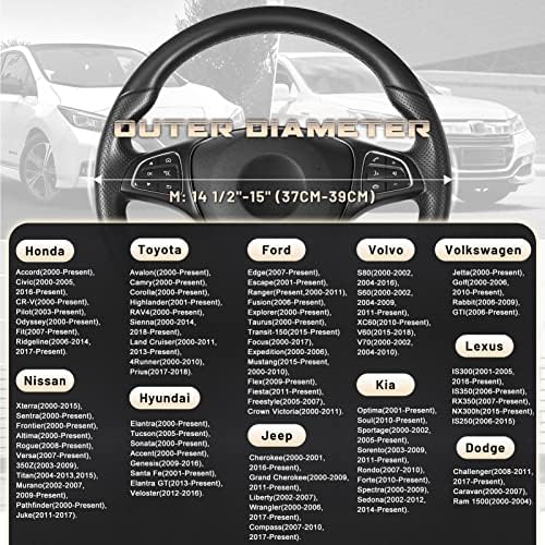 SEG Direct Black Microfiber Leather Auto Car Steering Wheel Cover 15 inch