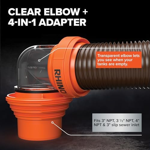 Camco RhinoFLEX 15 Ft Complete RV Sewer Hose Kit, Swivel Bayonet Fittings