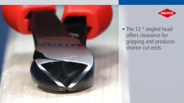KNIPEX 74 22 200 Comfort Grip High Leverage Angled Diagonal Cutter, 8-Inch, Angled, Comfort Grip