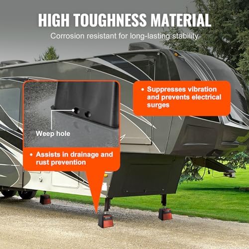 VEVOR Trailer Jack Block, 6000 lbs Capacity per RV Leveling Block, Polypropylene RV Camper Stabilizer Blocks, RV Travel Accessories Use for Any Tongue Jack, Post, Foot, 5th Wheels, 4-Pack