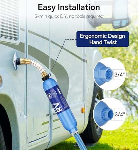 Stokk RV Water Filter with Flexible Hose Protector 2 Pack, NSF Certified