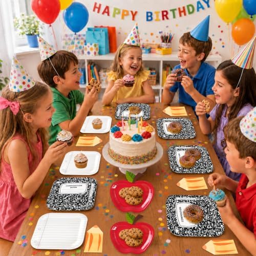 Back to School Decorations, First Day of School Apple Paper Plates Set