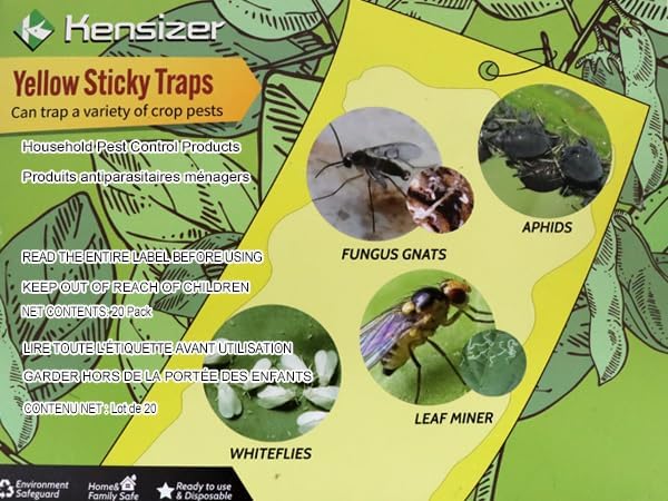 Kensizer 20-Pack Fruit Fly Trap, Yellow Sticky Gnat Traps, 6x8 in
