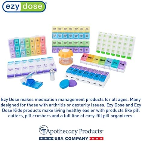 Ezy Dose Weekly (7-Day) AM/PM Pill Organizer, Large Planner, Black/White
