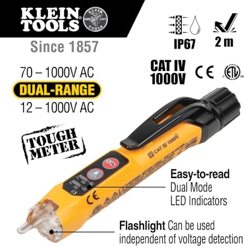 Klein Tools CL120VP Electrical Voltage Test Kit with Clamp Meter, Three Testers, Test Leads, Pouch and Batteries
