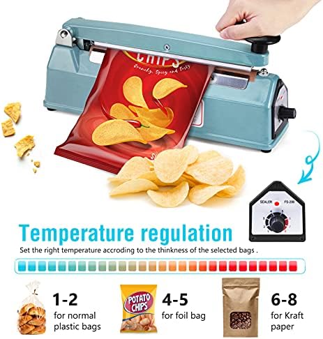 METRONIC Impulse Sealer 8 inch, Manual Heat Sealer Machine for Plastic Bags