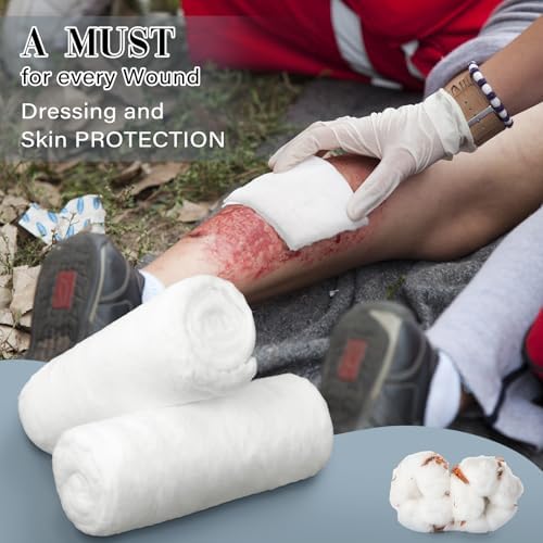 2 Pack White Cotton Rolls for Wound Care, Non-sterile Absorbent Soft Cotton