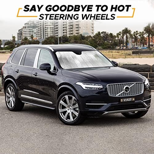 EcoNour Accordion Car Windshield Sun Shade | Car Sun Visor to Protect Harmful UV Rays | Foldable Automotive Windshield Sunshades | Window Sun Blocker to Keep Your Vehicle Cool & Comfort - 58" x 28"