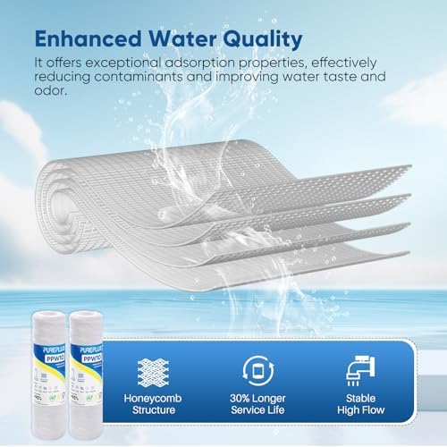 PUREPLUS 5 Micron 10"x2.5" Whole House String Wound Sediment Filter 4 Pack