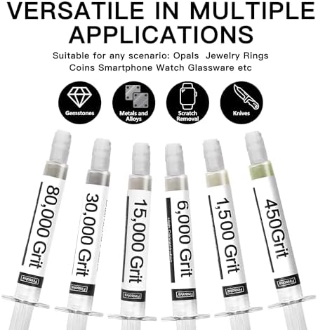 Diamond Paste Polishing and Lapping Compound Kit, 6 Pack, 450-80,000 Grit