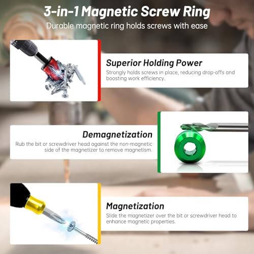 3PCS Magnetic Screw Holder,Strong Screwdriver Head Magnetic Ring for Drill