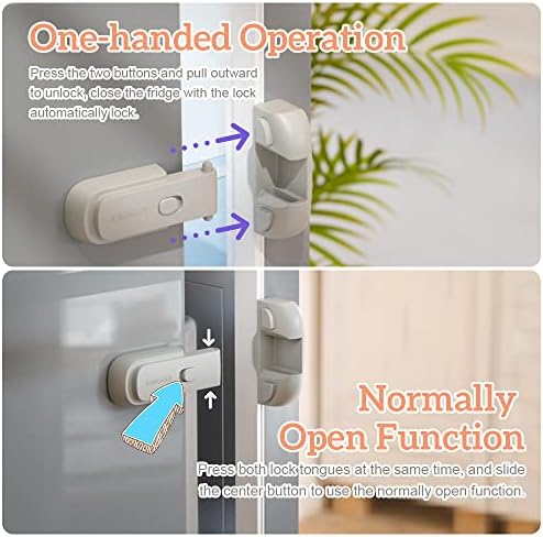 Mom's Choice Gold Awards Winner - EUDEMON 1 Pack Updated Child Proof Refrigerator/Fridge/Freezer Door Lock Apply to Max 1"(25mm) Sealing Strip for Toddlers and Kids, no Tools Need or Drill (Grey)