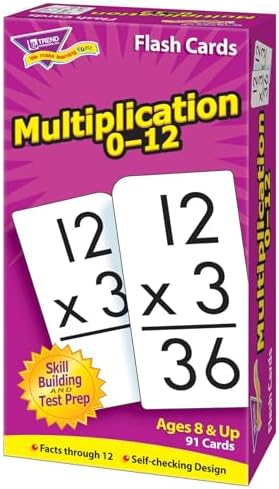 Trend Enterprises Multiplication 0-12 Flash Cards, 91 Skill Drill Cards