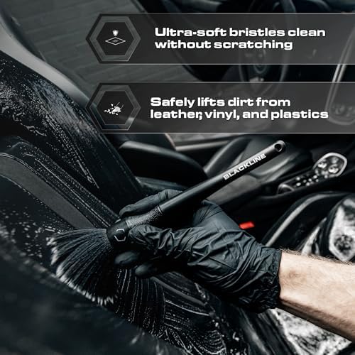 Blackline Car Detailing Brush Set, 2 Pack - Ultra Soft Bristles, Interior