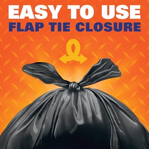 Hefty Easyflaps Multipurpose 30 Gallon Large Trash Bags, Black, 40ct