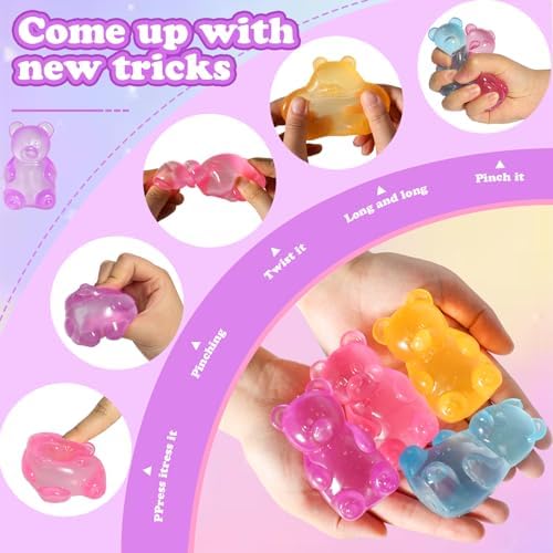 2pc Stress Gummy Bear Squishy Stress Balls for Adults Kids Fidget Toy