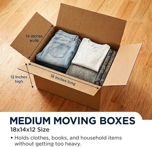 BOX USA Moving Boxes Holds 65lbs, 18"L x 14"W x 12"H (10-Pack) Medium - Corrugated Cardboard Box for Shipping, Mailing, Packing, Packaging and Storage