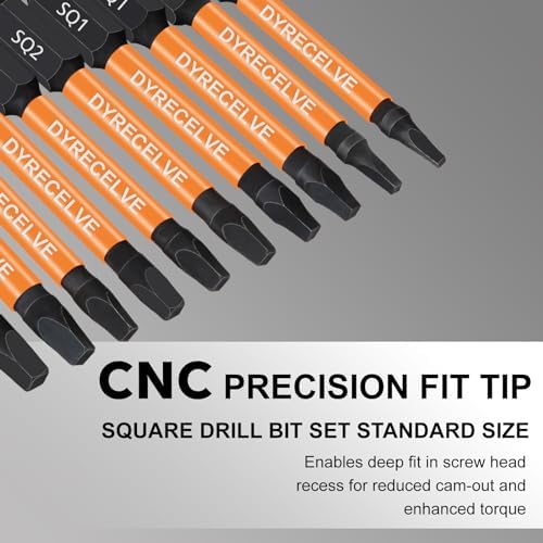 DYRECELVE 12-Pack Square Drive Bit Set, Magnetic Impact Screwdriver Bits