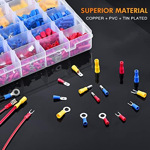 Nilight 540PCS Mixed Quick Disconnect Insulated Crimp Electrical Terminals