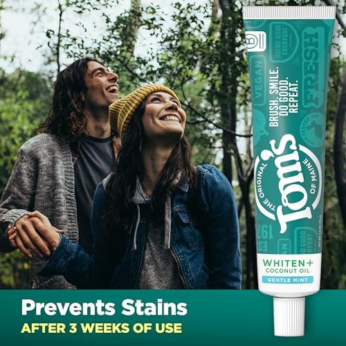 Tom's of Maine Whiten and Coconut Oil Toothpaste, Gentle Mint, 3 Pack, 4 oz
