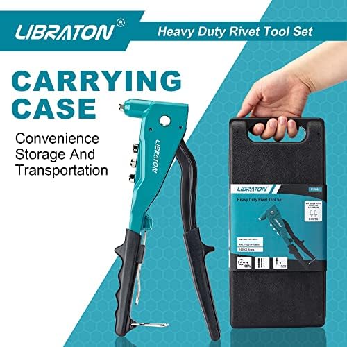 LIBRATON Heavy Duty Rivet Gun, Pop Rivet Gun Set, Professional Hand Riveter