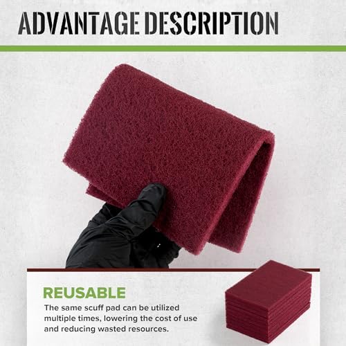 6" x 9" 320 Grit Maroon Scuff Pads 10PCS Scotch Abrasive Brite Pad