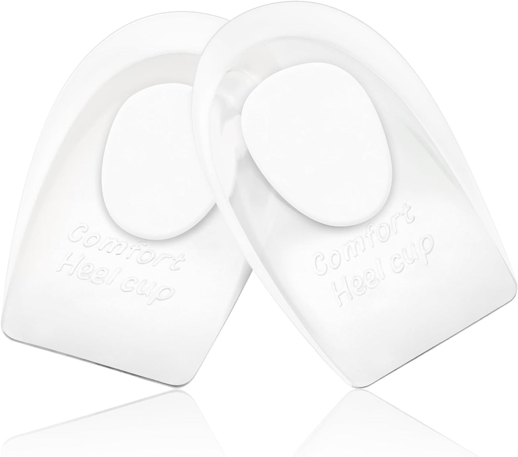 Gel Heel Cups for Heel Pain Relief, Plantar Fasciitis - 2 Pack Inserts