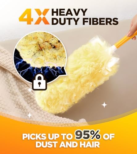 30 Count Heavy Duty Duster Refills for Swiffer, Multisurface 360° Larger Size Dusters with 4X Microfibers, Unscented Disposable Dusters for Cleaning Home, Blinds, Fans, Corners (Only Duster)