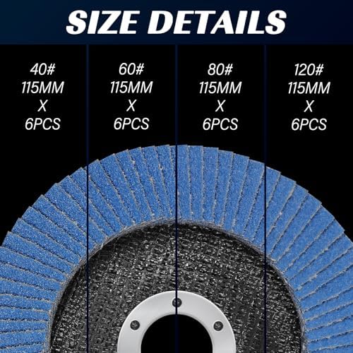 24 Pack Zirconia Flap Discs 4 1/2 for Angle Grinder 40 60 80 120 Grit