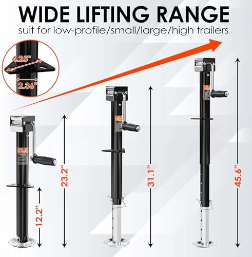 YOMILINK 5000 lbs A-Frame Trailer Jack, 15" Lift, Adjustable Drop Leg
